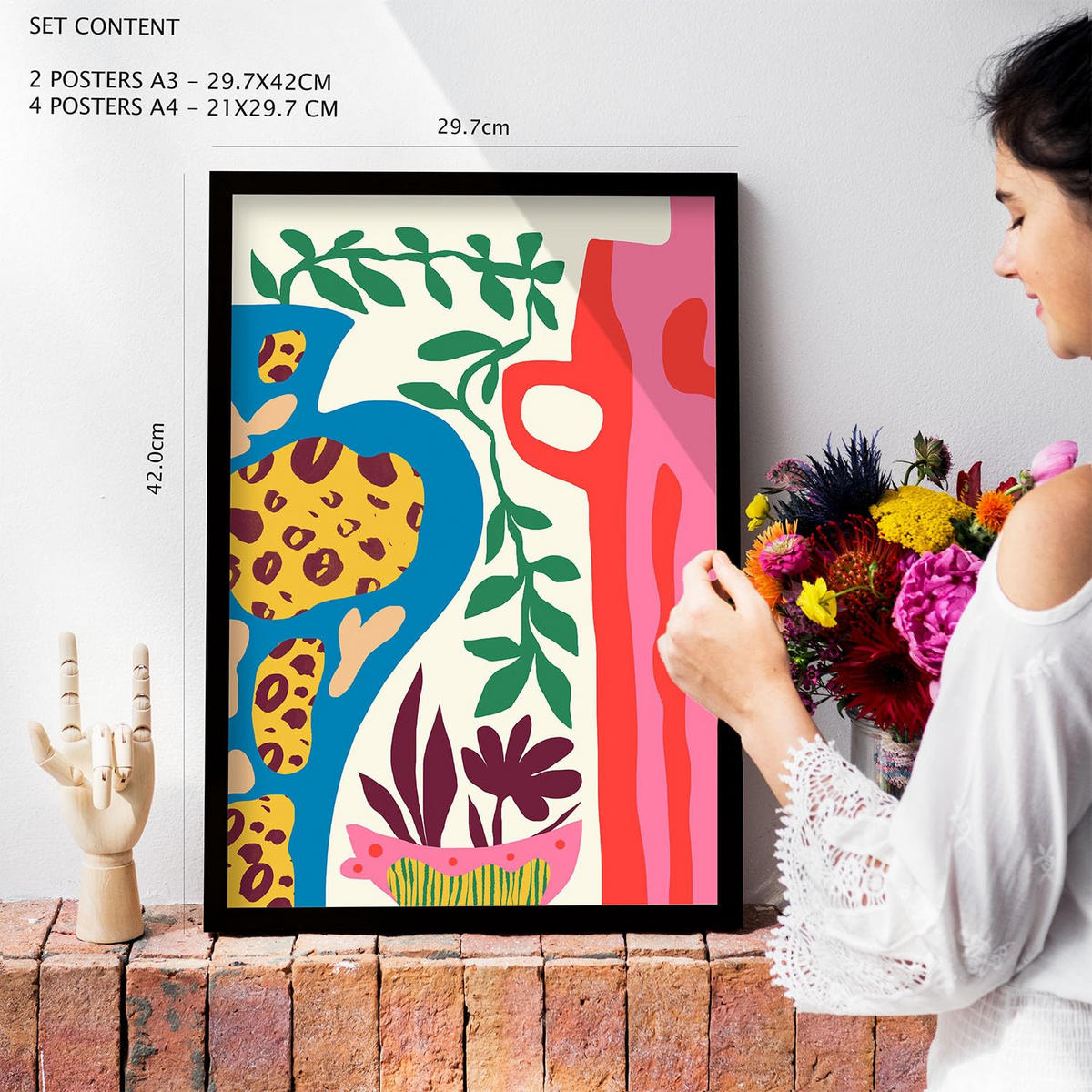 POSTER Set Mit 6 Erlöser Feen In Blume Zusammenfassung Ästhetische Dekorative Gemälde Für Ihr Wohnzimmer Schlafzimmer Zuhause A3 & A4 Schwarzer Rahmen - Schwarz, Papier (29/3cm) - Nacnic