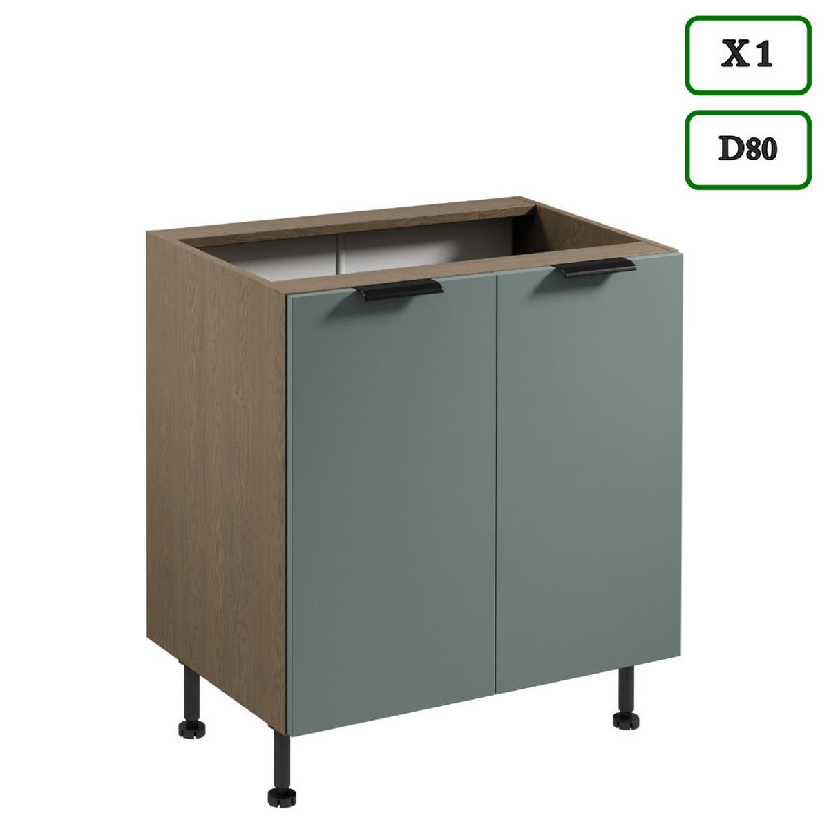 KÜCHENZEILE 400 cm –Sorento K73-M400 - in Grün / Matt - Schwarz/Grün, Holz/Holzwerkstoff (400/247/58cm)