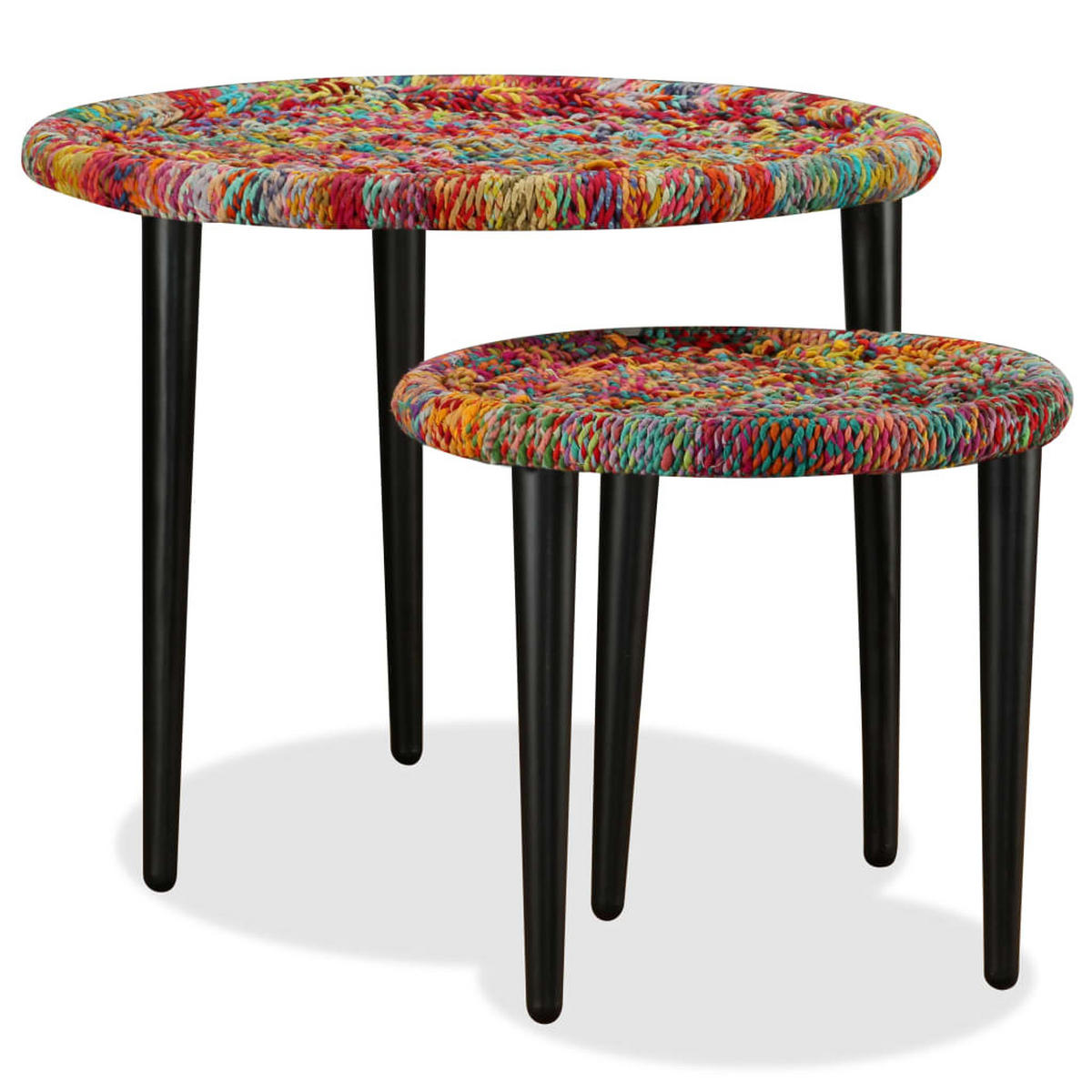 2-TLG. Couchtisch-Set Chindi-Details Mehrfarbig - Multicolor, Textil (59/59/47cm) - furnicato