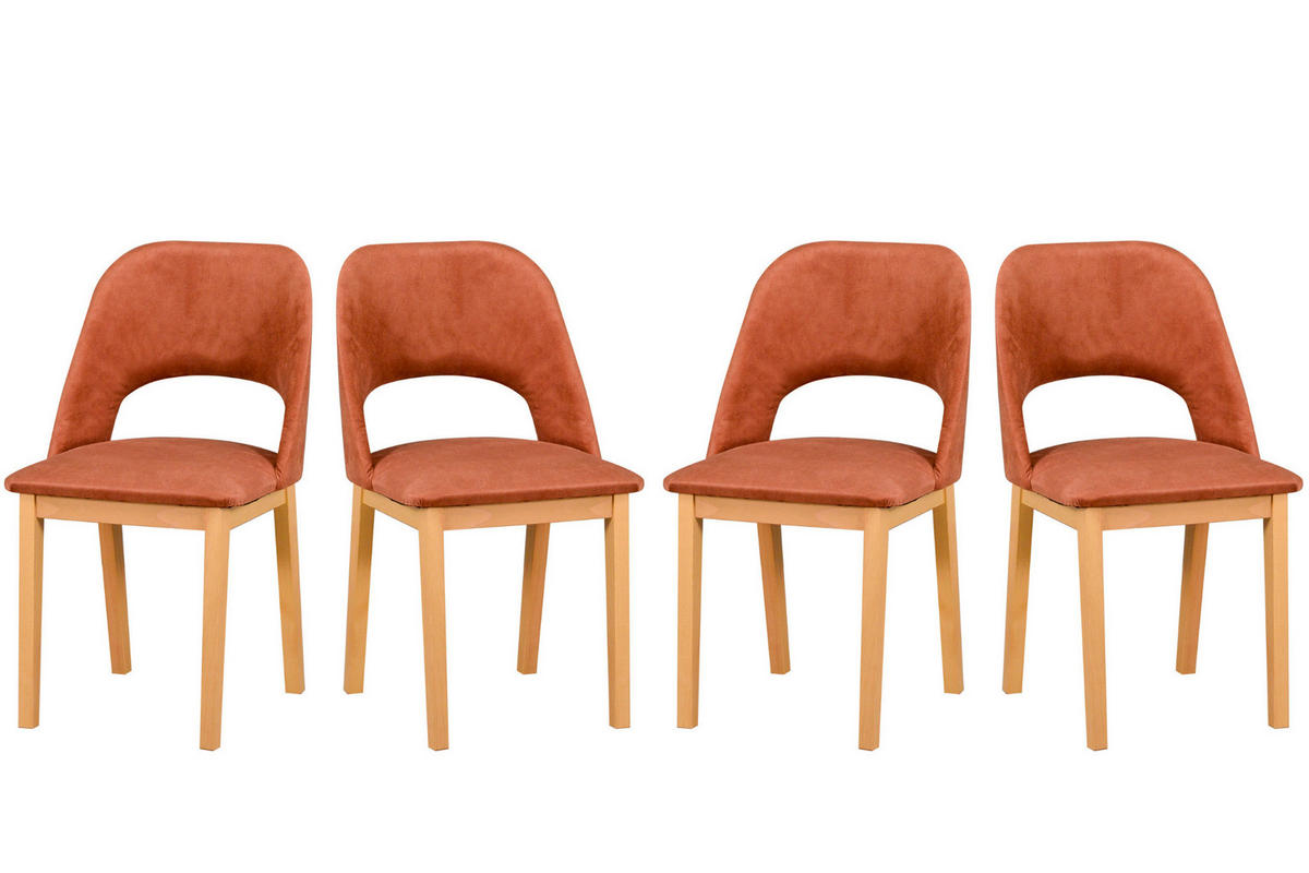ESSZIMMERSTUHL 4x "MONTI 2", grandson, zetta 295 - Birkefarben/Kupferfarben, Holz (43/82/40cm) - Leaf Design