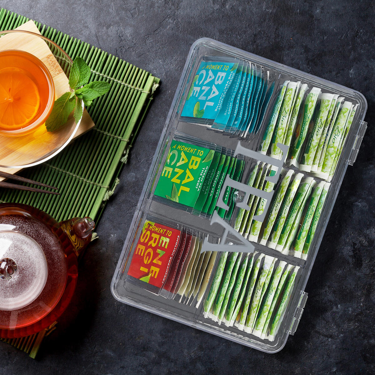 TEEBOX - Transparent, Kunststoff (21.5/9/15cm) - Relaxdays