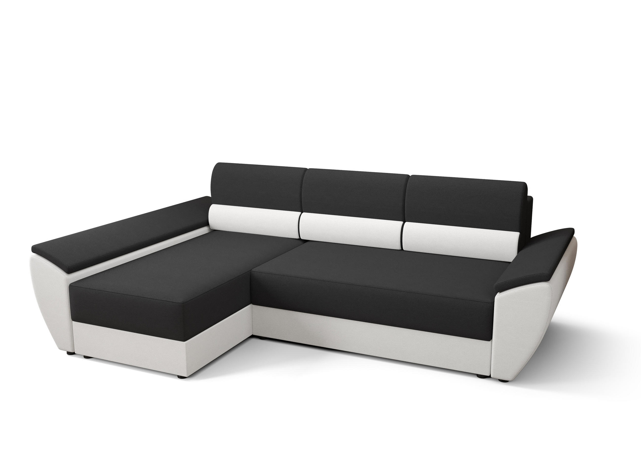 ECKSOFA L REBI L3 Rainbow 27/31 Links mit Schlaffunktion, Grau/Weiß - Weiß/Grau, Textil (251/140cm)