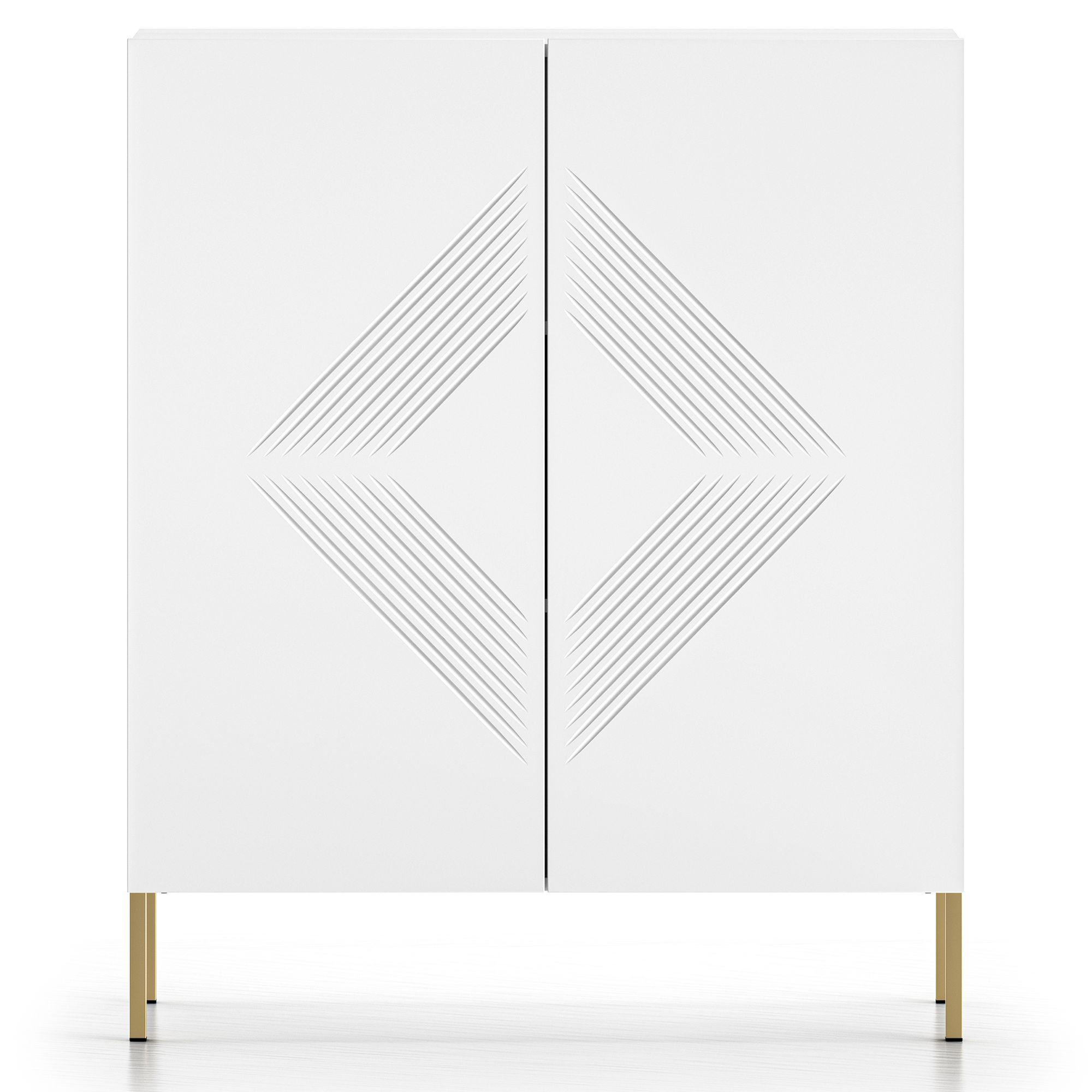 KOMMODE NEBRO,Weiß - Weiß, Holzwerkstoff (100/120/37cm) - KONSIMO®
