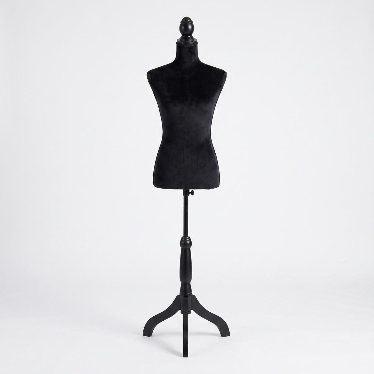 SCHNEIDERPUPPE Schwarz höhenverstellbar - Schwarz, Holz/Kunststoff (41/167/34cm) - Relaxdays