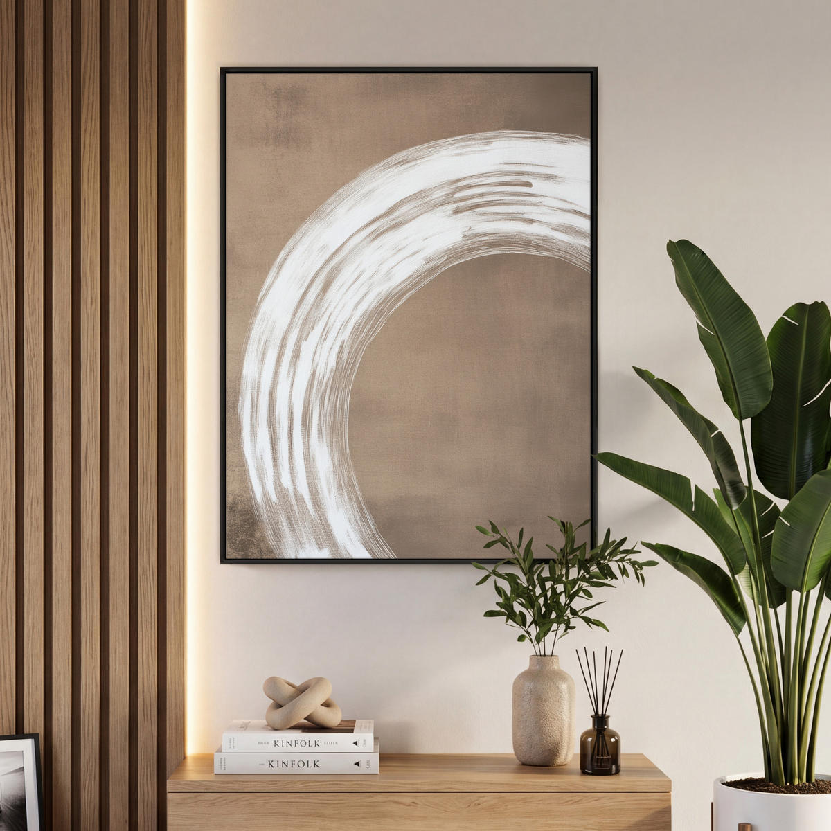 LEINWAND Bilder mit Rahmen - Farbe - Braun - Japandi - 70x100 - Kupferfarben, Textil (70/100cm) - MuchoWow