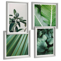 BILDER SET 4er Set - 50x50 cm & 40x60 cm Silberner Rahmen - Tropische Blätter in Grün - Silberfarben, Kunststoff (50/50cm) - TULUP