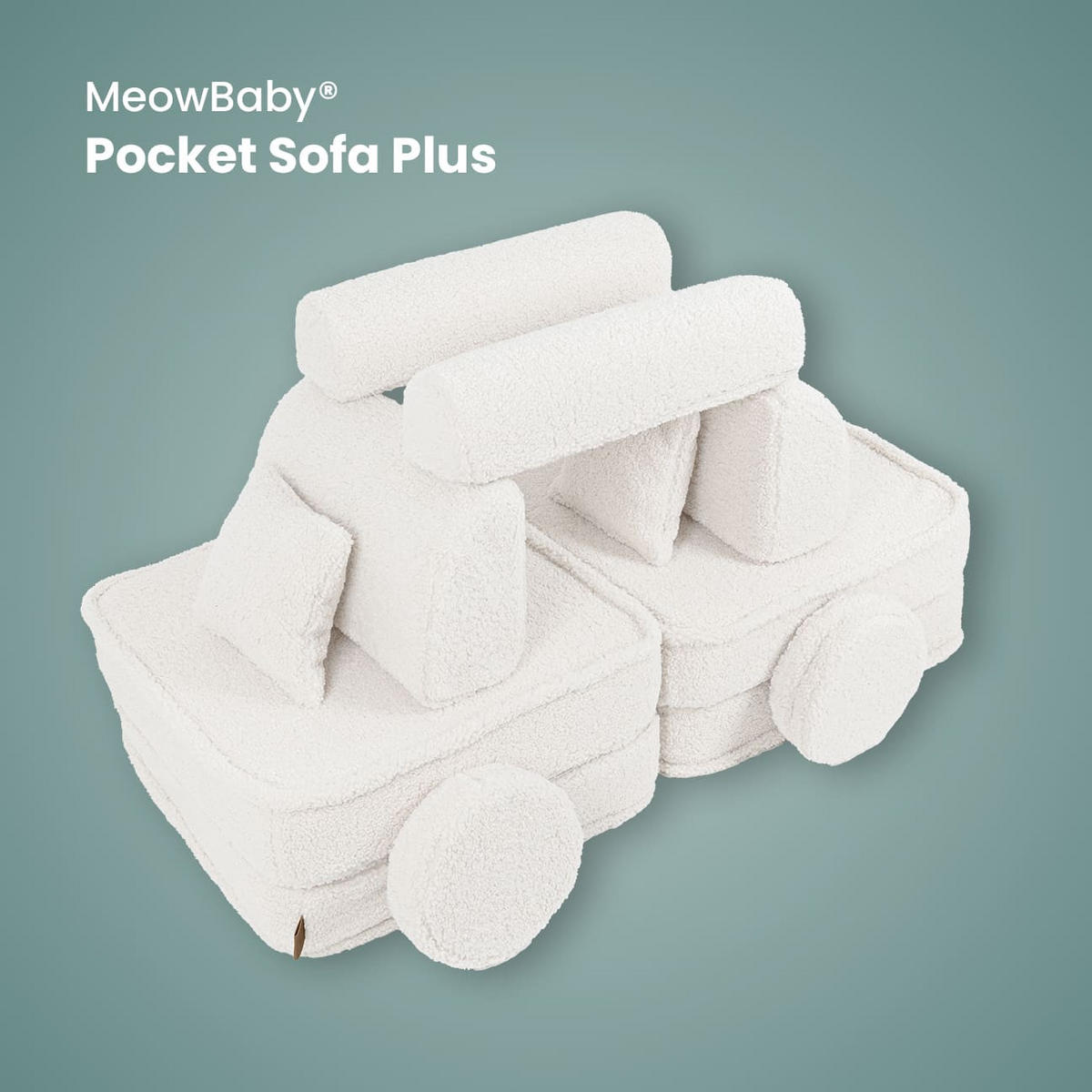 KINDERSOFA, Boucle, Pocket Plus, Weiß - Weiß, Textil (120/25/60cm) - MeowBaby