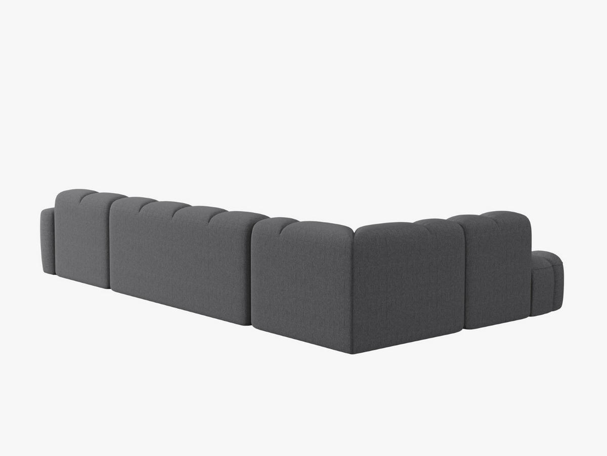 PANORAMASOFA links Lisa aus strukturiertem Stoff grau 7 Sitzplätze - Grau, Textil (234/77/387cm) - Micadoni