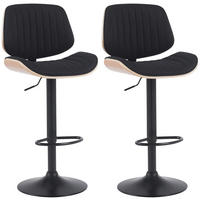 BARHOCKER 2er Set Stoff Natura/Schwarz - Eukalyptusholzfarben/Schwarz, Textil/Metall (50/94/50cm) - CLP