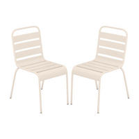 GARTENSTUHL stapelbar 2er-Set - Metall - Beige - MIRMANDE von MYLIA - Beige, Metall (59/79/47.5cm) - Vente-Unique