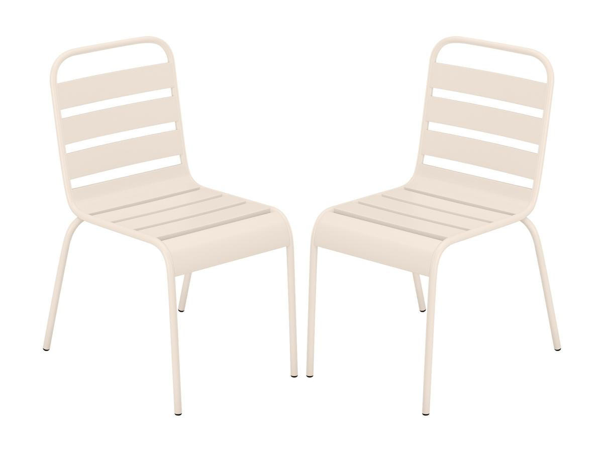 GARTENSTUHL stapelbar 2er-Set - Metall - Beige - MIRMANDE von MYLIA - Beige, Metall (59/79/47.5cm) - Vente-Unique