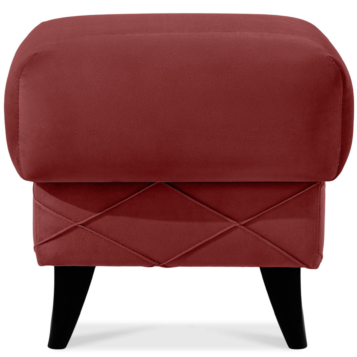 HOCKER GUSTAVO III Fußstütze, Velours, Bordeaux - Bordeaux, Holz/Holzwerkstoff (53/49/53cm) - KONSIMO®