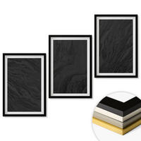 WANDBILDER 3er-Set - 40x60 cm Schwarzer Rahmen - Dunkler Marmor, elegante Texturen - Schwarz, Kunststoff (40/60cm) - ArtPrintCave