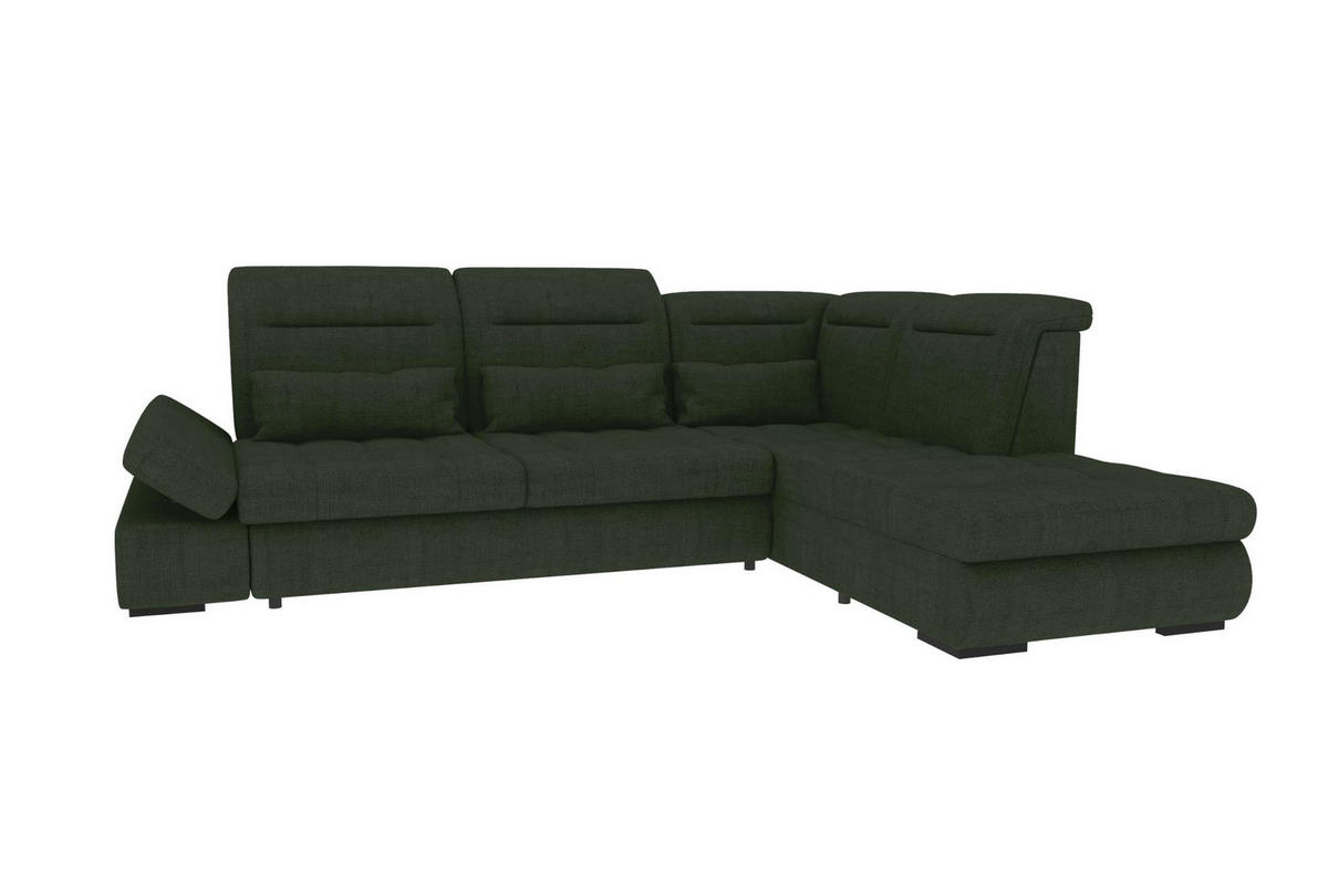 ECKSOFA Toscana Velours inkl. Schlaffunktion - Olivgrün, Textil (279/227cm) - 99rooms