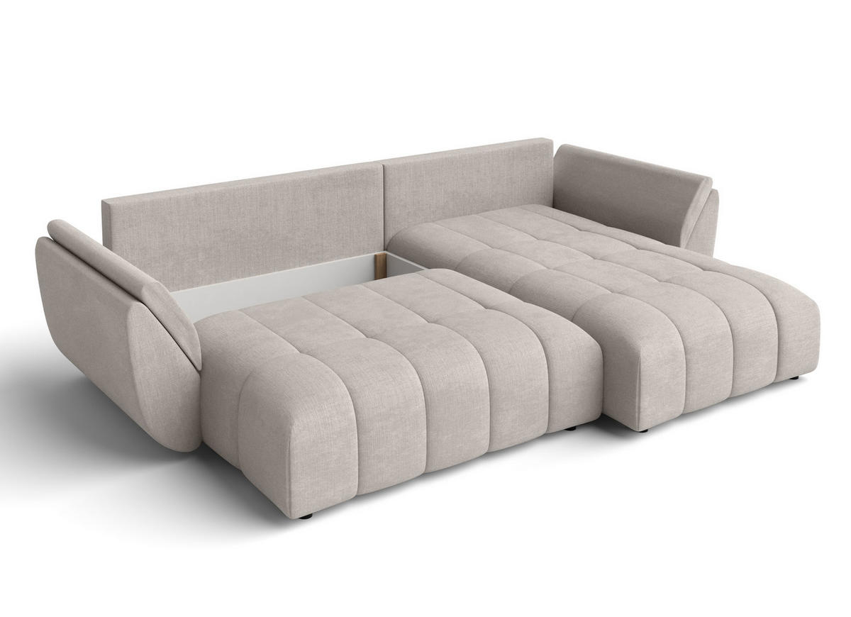 ECKSOFA L Form Antalya Beige 280/190/91 cm – mit Bettkasten - Beige/Schwarz, Kunststoff/Textil (280/190cm) - AX Living