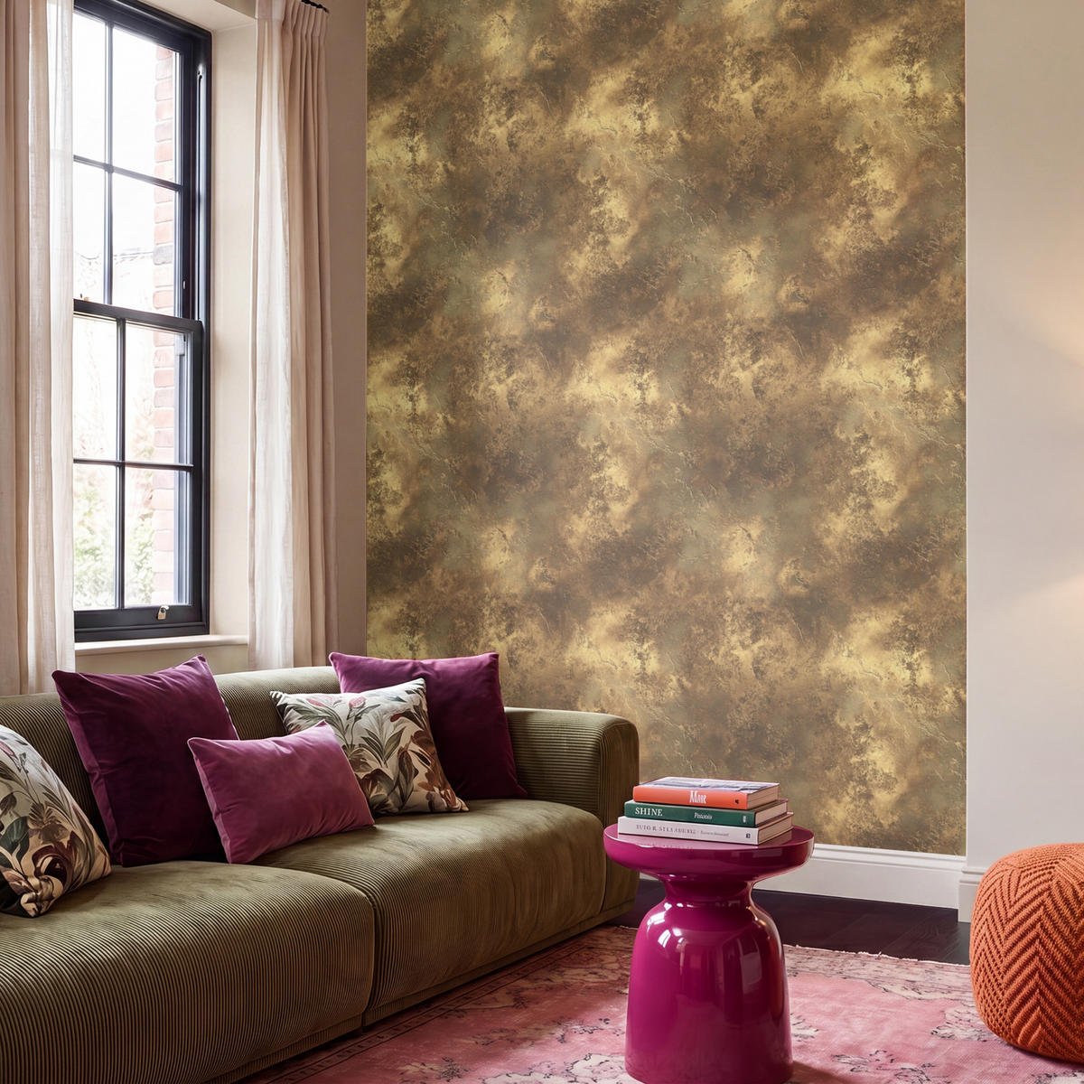 TAPETE - Antik - Metallic-Look - Gold - 200x280 cm - Messingfarben, Papier (200/280cm) - OnlyWow