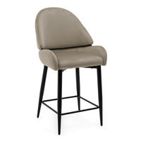 BARHOCKER BERGAMO gepolsterter mit Steppung - dunkelbeige - Samt Velour - Beige/Schwarz, Textil/Metall (56/106/61cm) - NEW HOME