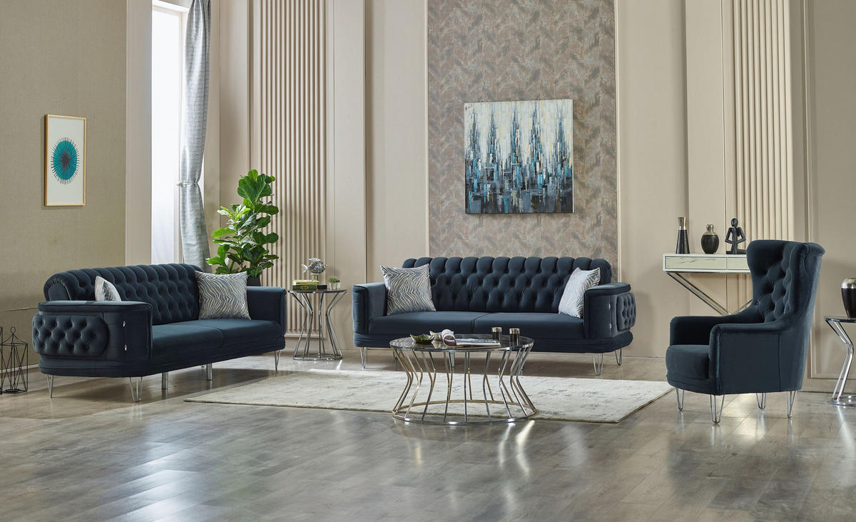 SITZGARNITUR Carlo Anthrazit Stellvariante:3+2+1 - Anthrazit, Holz (230/85/95cm) - Villa Möbel