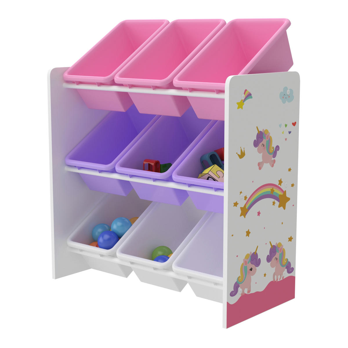 KINDERREGAL Muxía - Lila/Weiß, Holzwerkstoff/Kunststoff (62/60/26.5cm) - [en.casa]