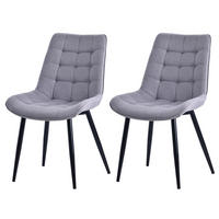 STUHL-SET 2 Stück aus Stoff in Modernem Stil-YZ2 - Grau, Textil (53/88/62.5cm) - HOMAVO