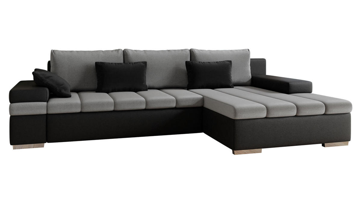 ECKSOFA Bangkok, Seite: Rechts - Silberfarben/Grau, Holz/Textil (310/175cm) - MIRJAN24