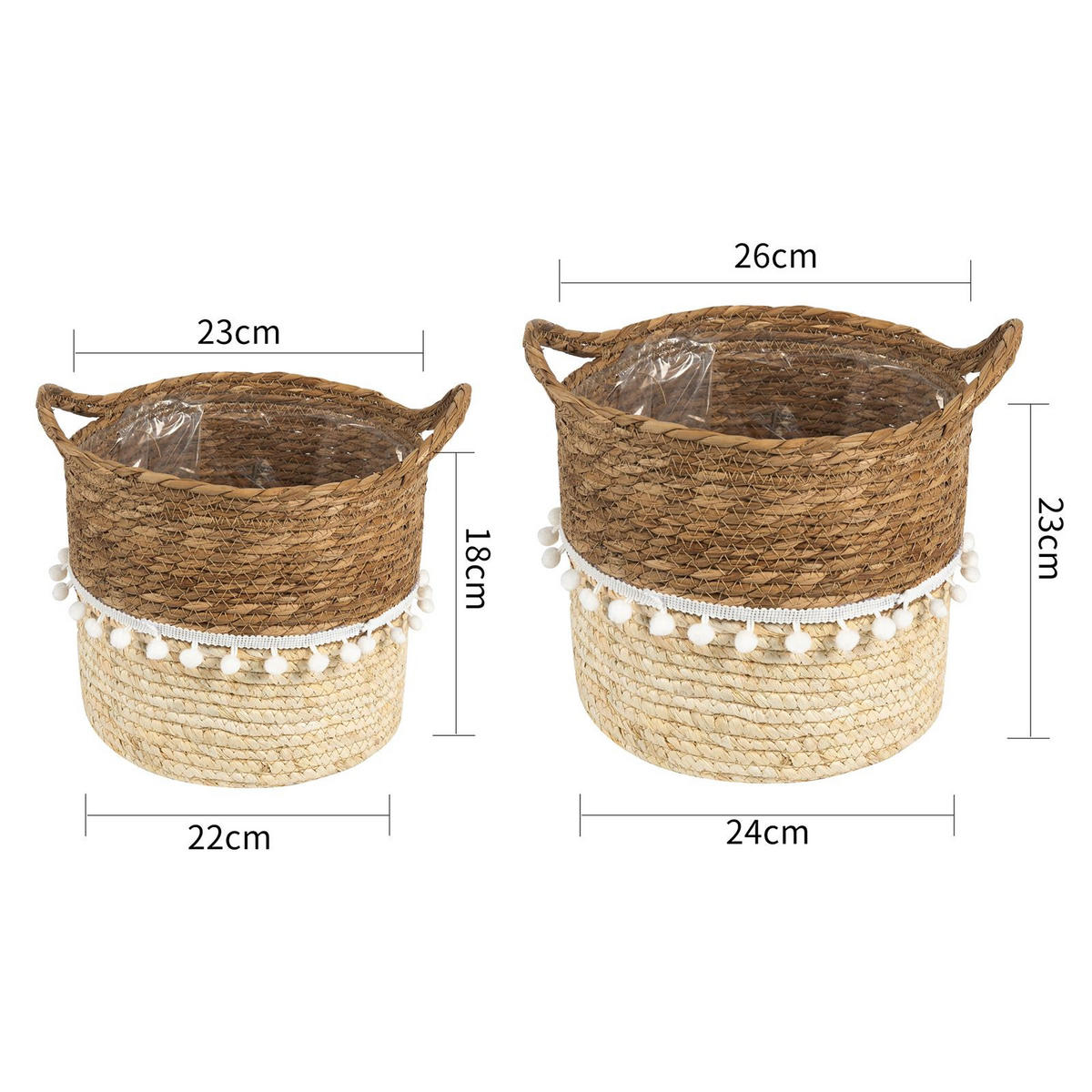PFLANZENKÖRBE LINI - Naturfarben, Kunststoff (26/24cm) - IDIMEX