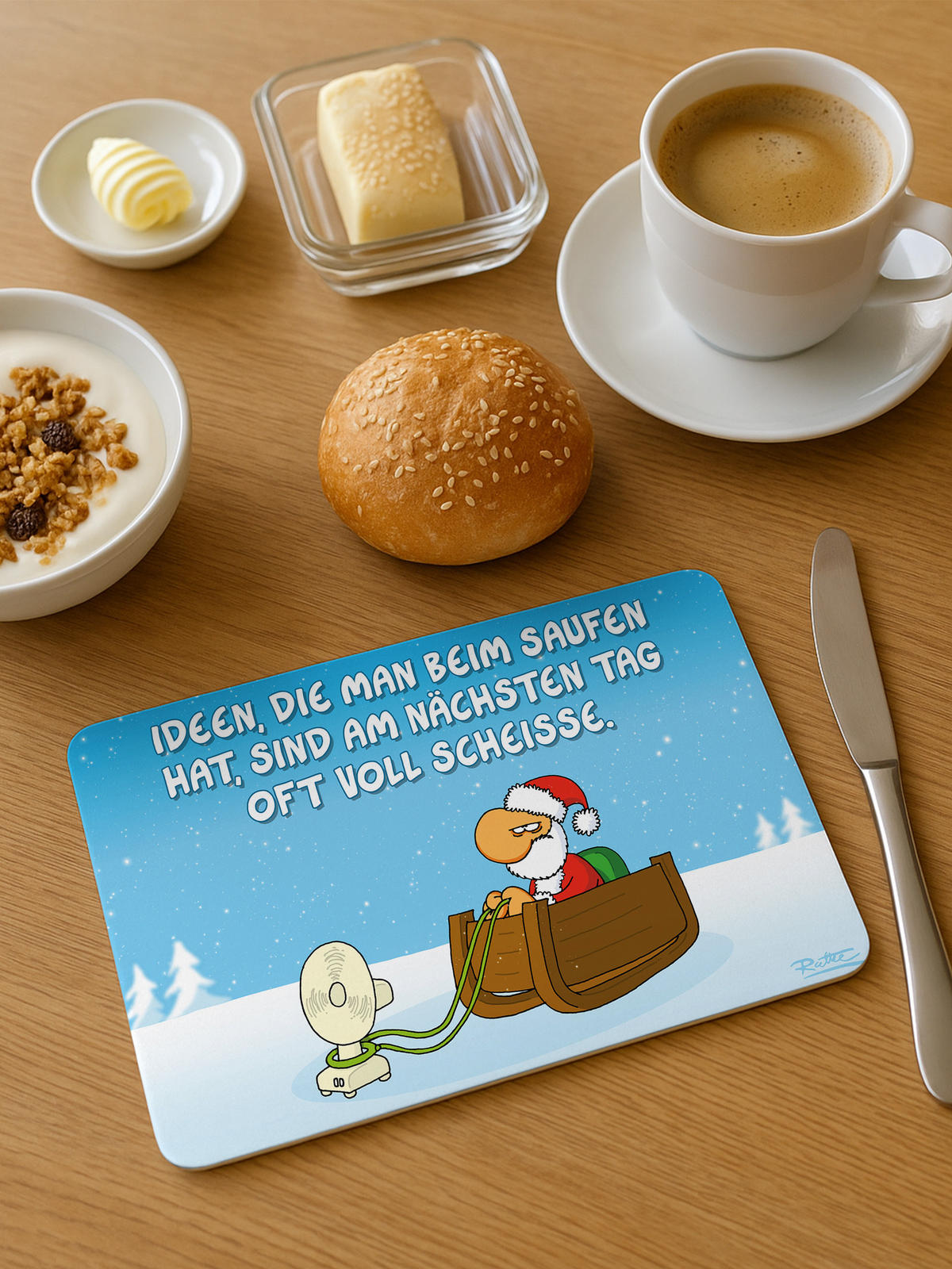 BRETTCHEN Ralph Ruthe XMAS Blau 14,5 x 23,5 cm - Blau, Kunststoff (14.5/23.5cm) - United Labels