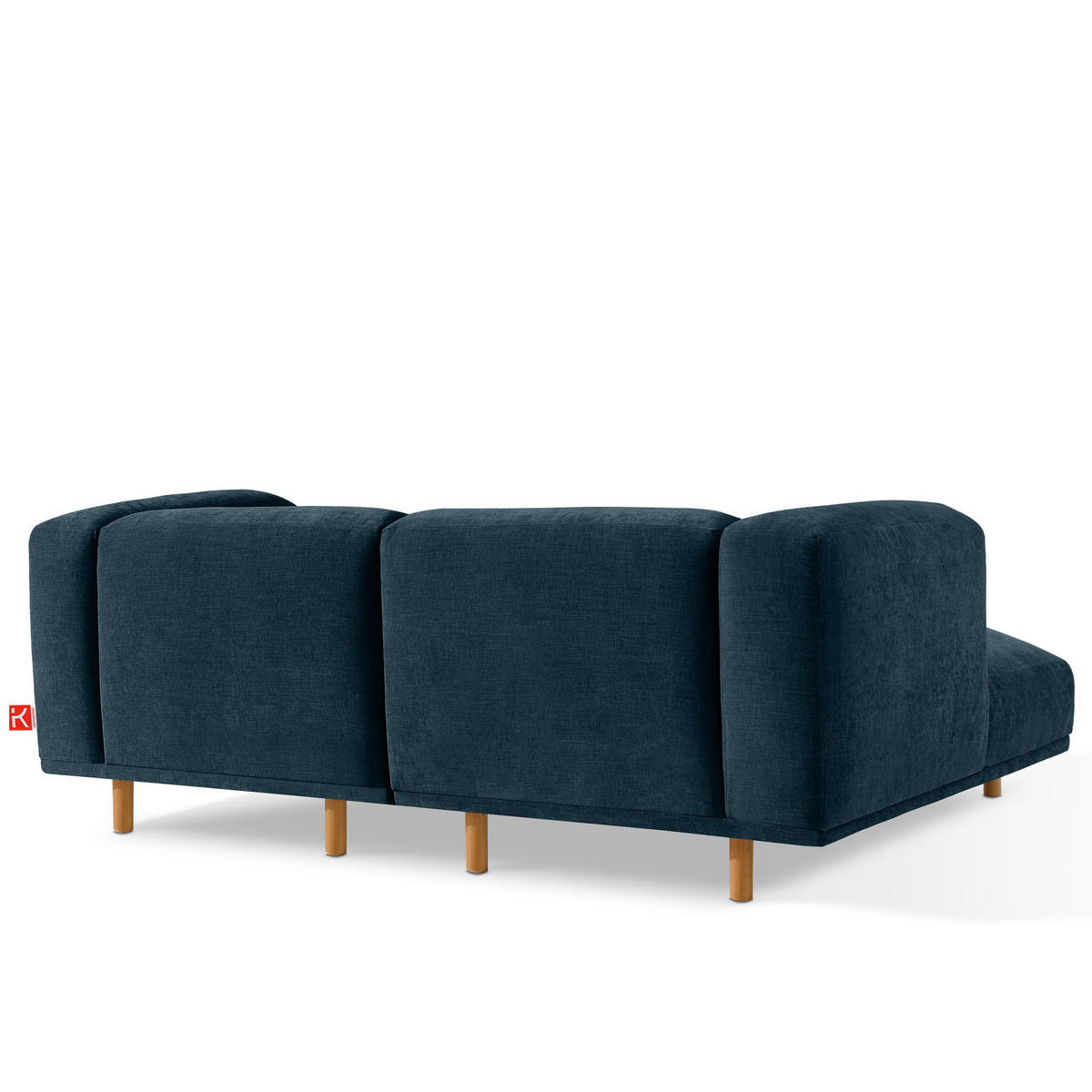 ECKSOFA-LINKS FOSERO, Chenille-Stoff - Buchefarben/Petrol, Holz/Holzwerkstoff (204/155cm) - KONSIMO®