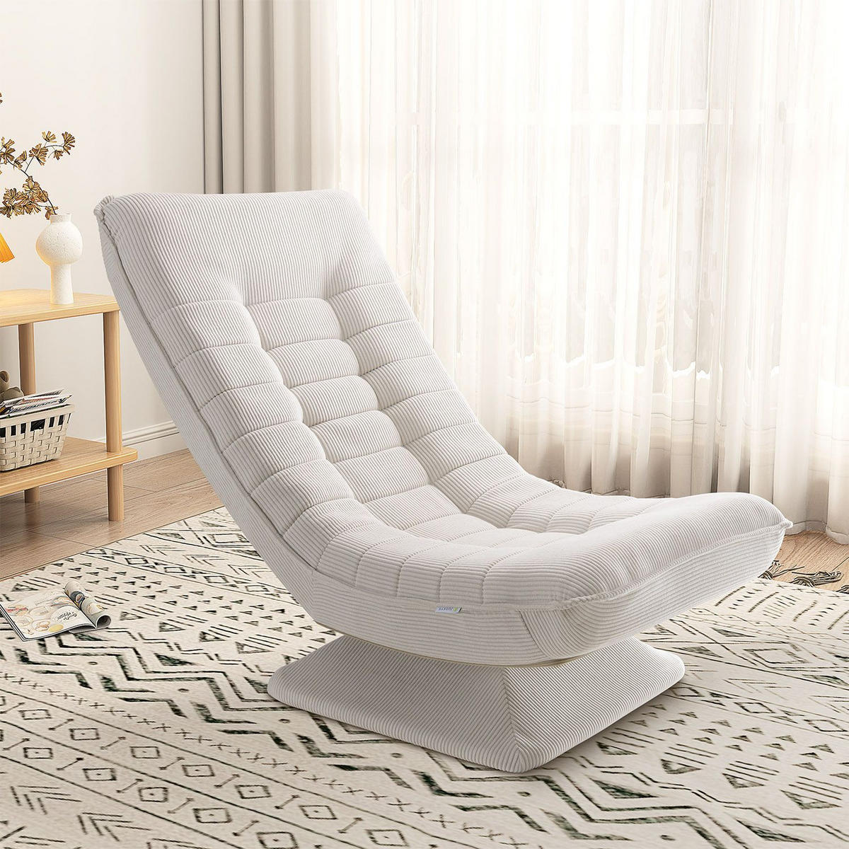 RELAXSESSEL Korsika Cord beige - Beige, Textil (58/85/100cm) - Juskys