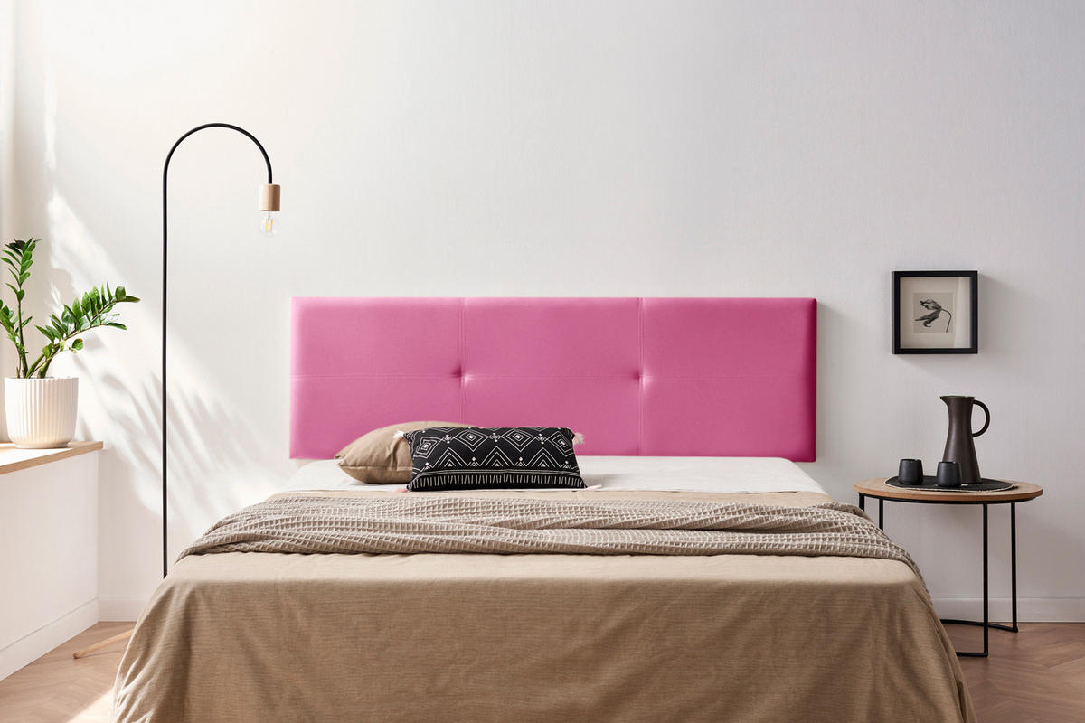 KOPFTEIL gepolstert ALMA Kunstleder 145x50x5 cm - Rosa - Moonia - Pink, Holz (145/5/50cm)