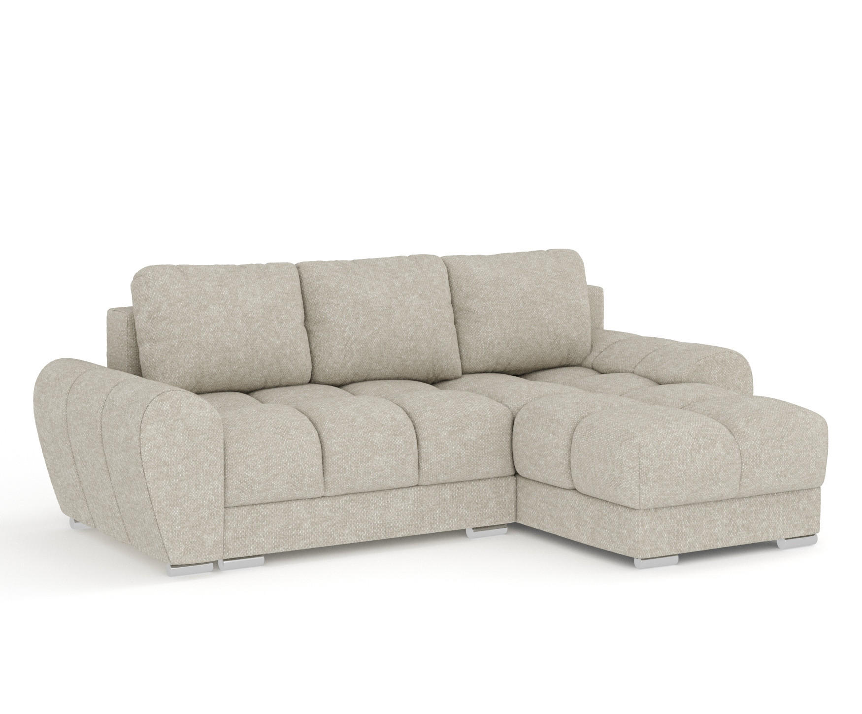 ECKSOFA MIT SCHLAFFUNKTION Peebles Beige Grau Chenille-Stoff - Chromfarben/Beige, Holz/Holzwerkstoff (256/175cm) - Maison de Reve