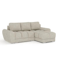 ECKSOFA MIT SCHLAFFUNKTION Peebles Beige Grau Chenille-Stoff - Chromfarben/Beige, Holz/Holzwerkstoff (256/175cm) - Maison de Reve