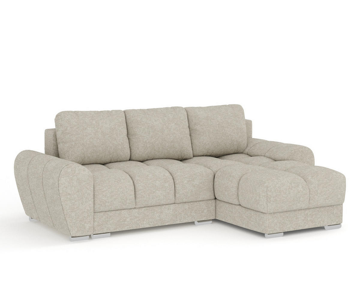 ECKSOFA MIT SCHLAFFUNKTION Peebles Beige Grau Chenille-Stoff - Chromfarben/Beige, Holz/Holzwerkstoff (256/175cm) - Maison de Reve
