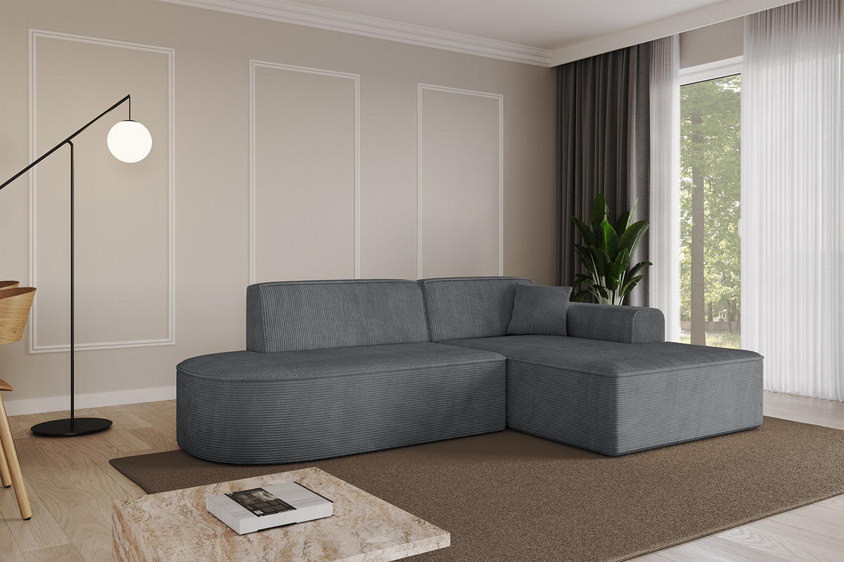 ECKSOFA Ottomane Rechts IREA-L1-v3 - 232x165x77 cm Duneklgrau - Dunkelgrau, Holzwerkstoff/Textil (232/165cm) - ALTDECOR