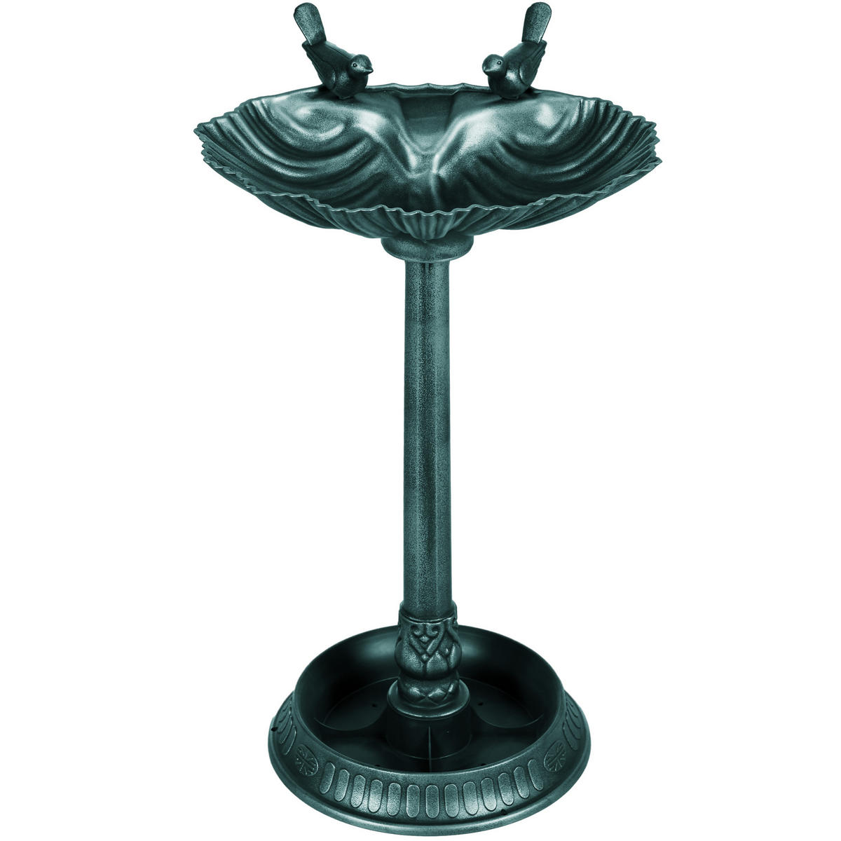 VOGELBAD DE-13846 mit 2 Becken und Vogelverzierung Bronze-Grün - Bronzefarben, Kunststoff (38/81/49.5cm) - ComfortXL