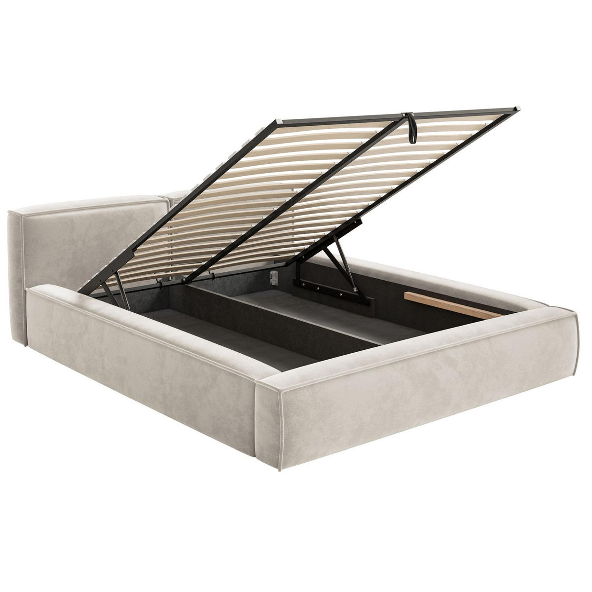 POLSTERBETT Tilves Slim Greige 200x200 cm - Taupe/Schwarz, Kunststoff/Textil (200/200cm) - Selsey