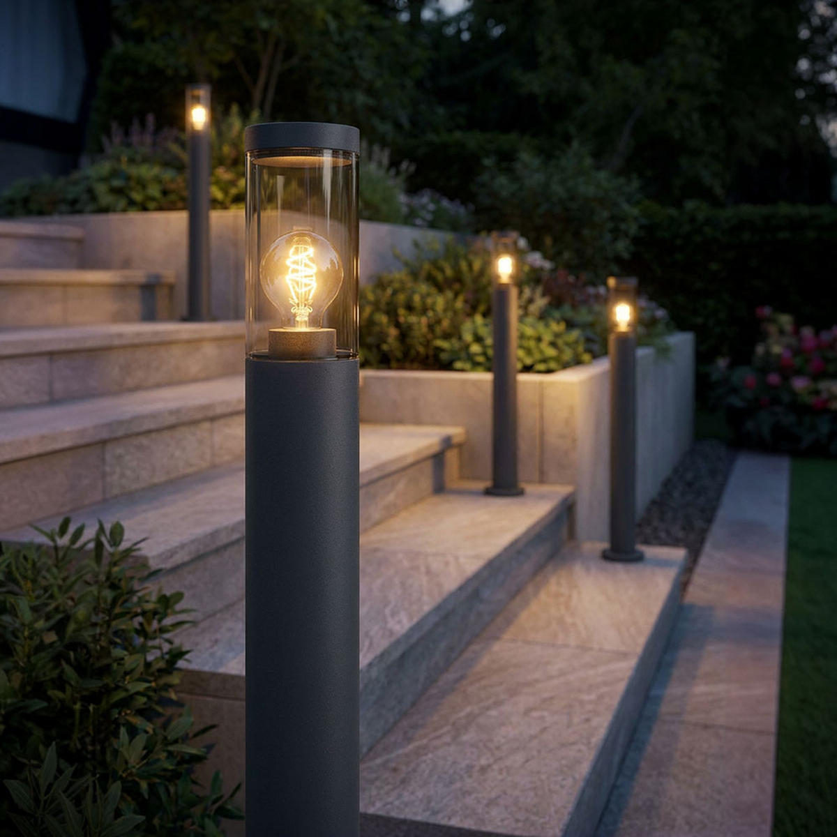 LED STEHLEUCHTE BOSTON Anthrazit Edelstahl - Anthrazit, Kunststoff (12.7/12.7/110cm) - Globo Lighting