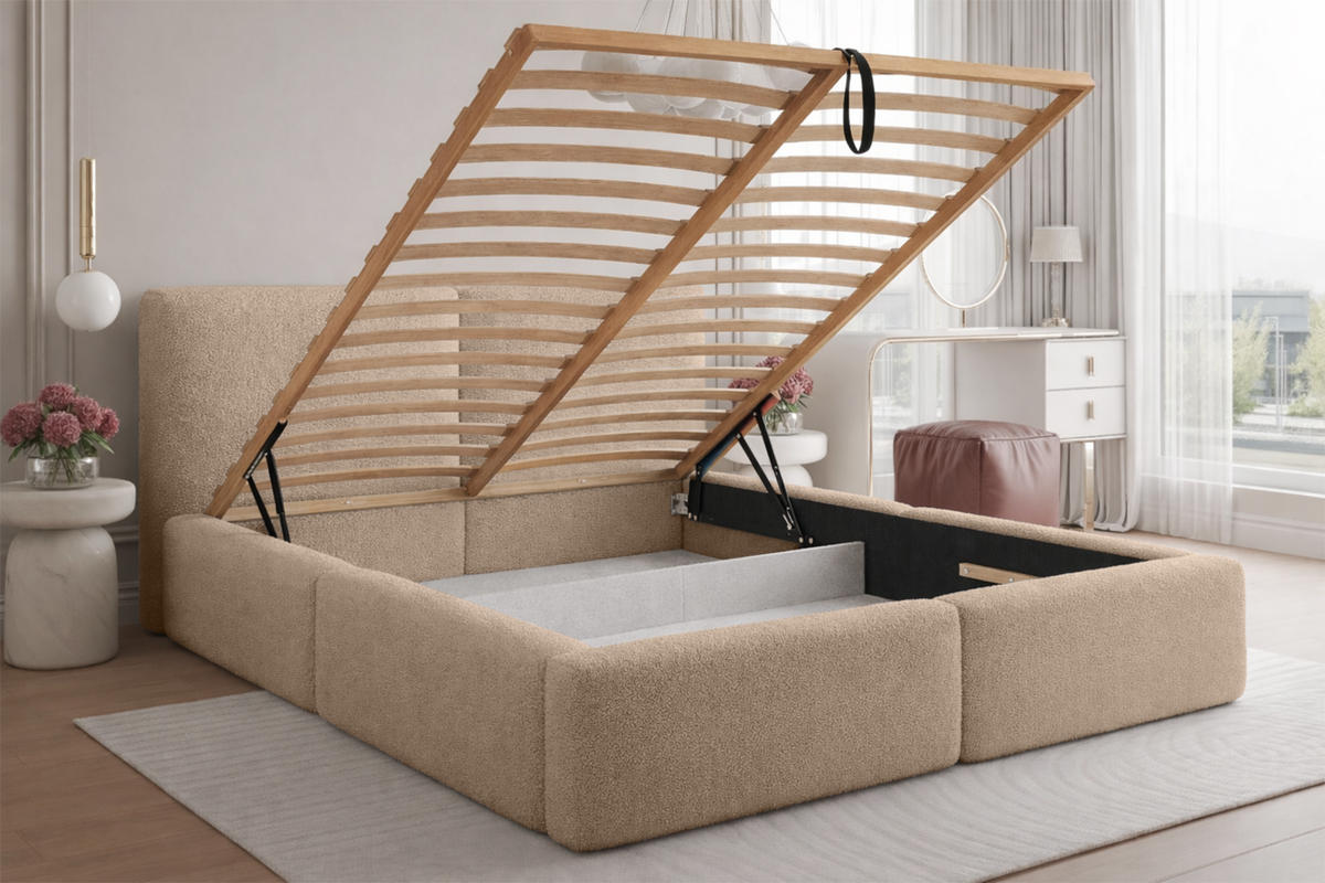 POLSTERBETT NUVARI 180x200 cm, Beige - Beige, Textil (200/180cm) - Fedve