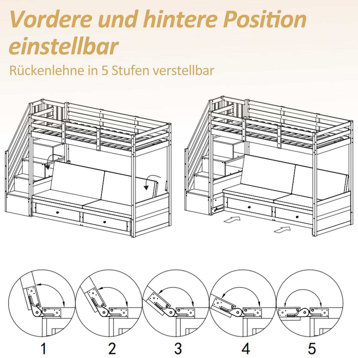 PATROVÁ postel 90/200 cm bílá z masivu a MDF se schodišťovou skříní a zásuvkami - bílá, kompozitní dřevo (90/200cm) - OKWISH