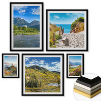 WANDBILDER 5er-Set - 50x50 cm & 20x30 cm & 40x60 cm Schwarzer Rahmen - See, Brücken, Berge - Schwarz, Kunststoff (40/60cm) - ArtPrintCave