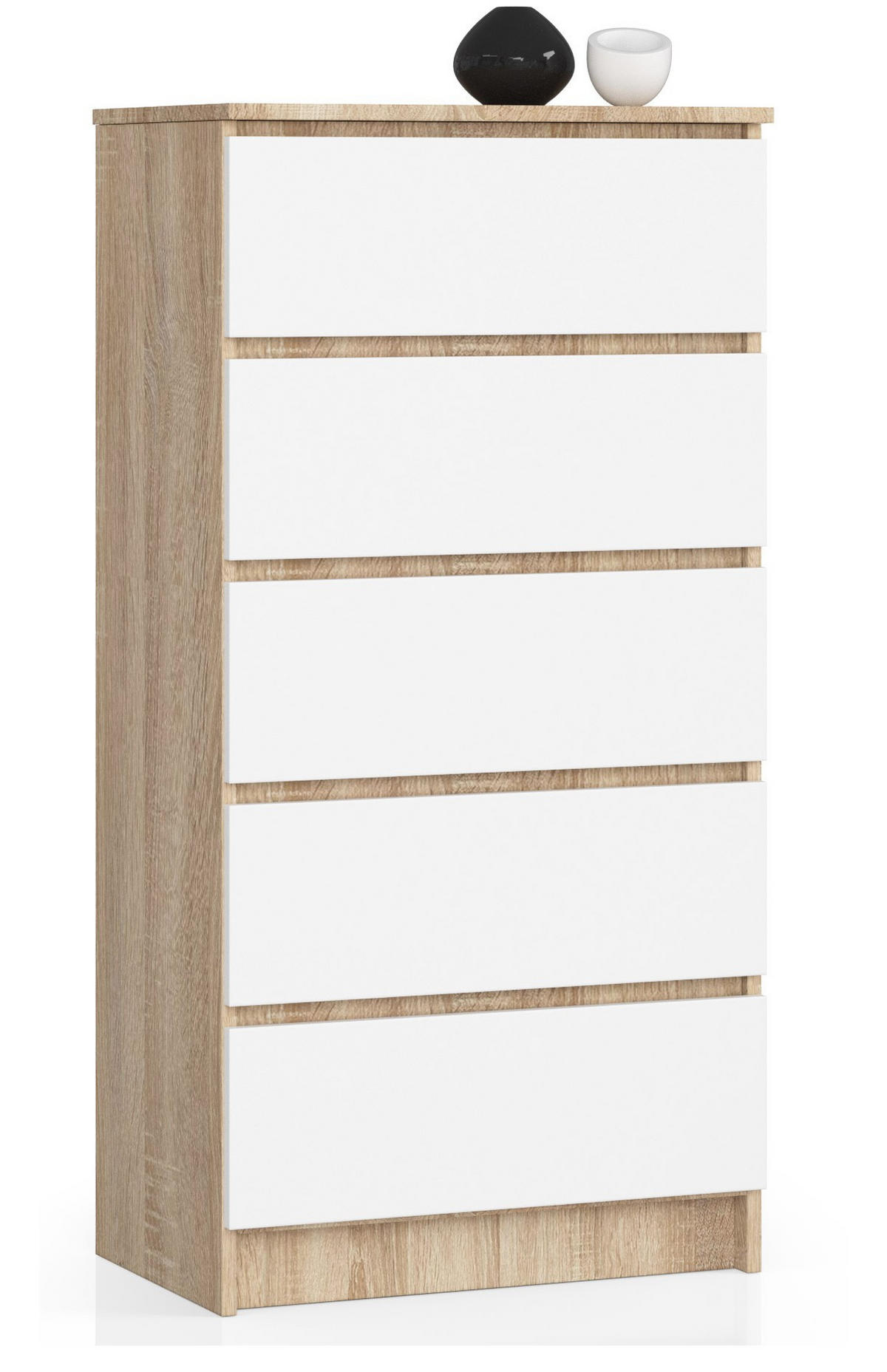 KOMMODE Sonoma Eiche, Weiß 60x40x121 cm - Weiß/Sonoma Eiche, Holzwerkstoff (60/121/40cm) - Akord