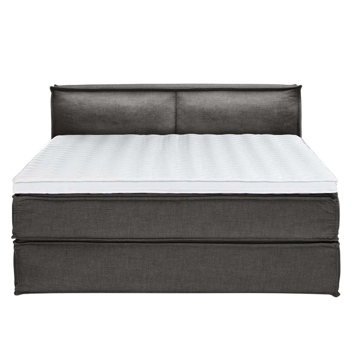 BOXSPRINGBETT mit Kopfteil - Premium - Anthrazit, Textil (180/200cm) - home24