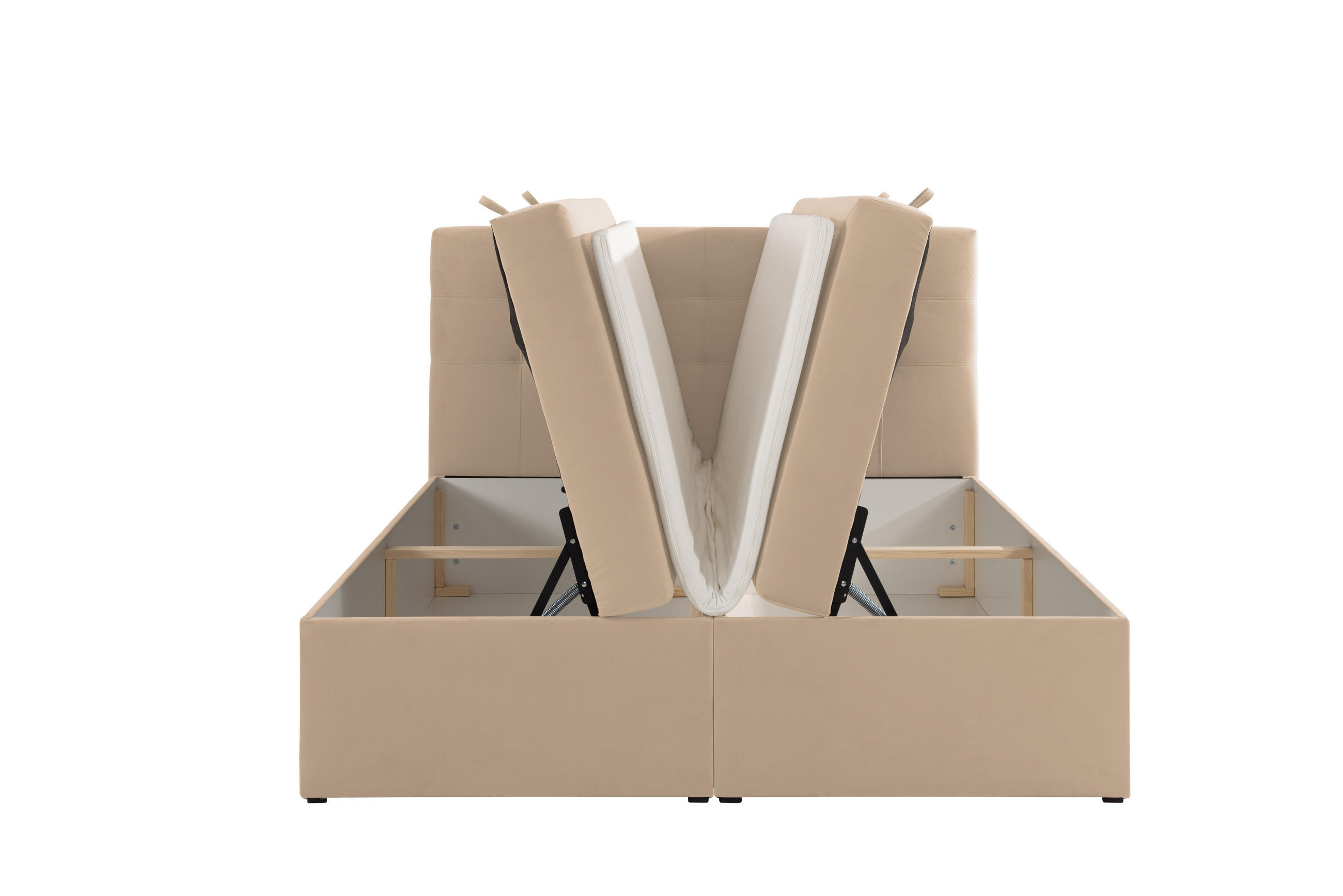 Thumbnail - KS Home Concept Boxbett, Creme, Textil, H3, 200x200 cm, Schlafzimmer, Betten, Boxspringbetten