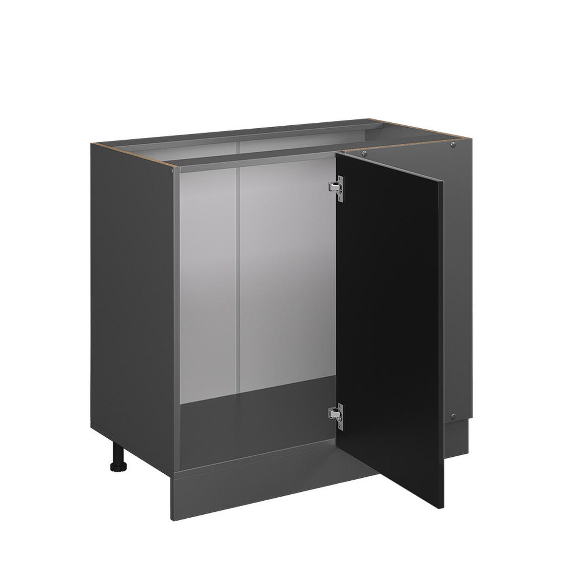 ECKUNTERSCHRANK R-Line Schwarz Hochglanz 86 cm, AP Eiche - Schwarz Hochglanz/Anthrazit, Holzwerkstoff (86/81.6/60cm) - Vicco