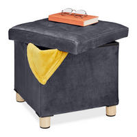 SAMTHOCKER - Anthrazit, Holz/Holzwerkstoff (38/35/38cm) - Relaxdays