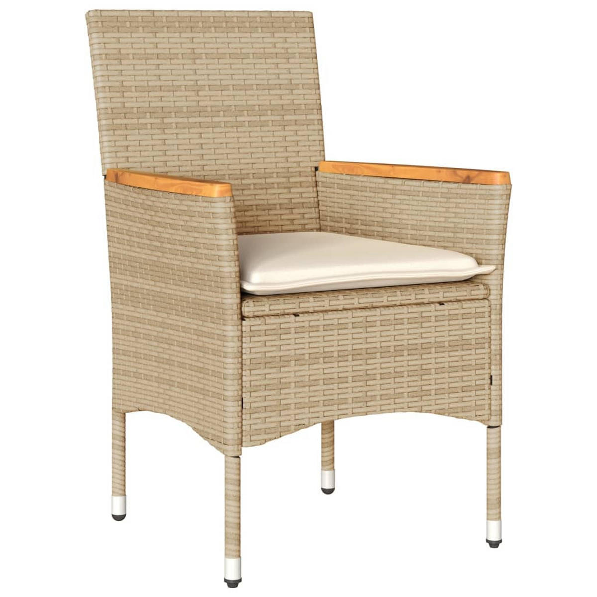 GARTEN-ESSGRUPPE 5-TLG. Mit Kissen Beige Poly Rattan Akazie - Beige/Creme, Kunststoff - vidaXL