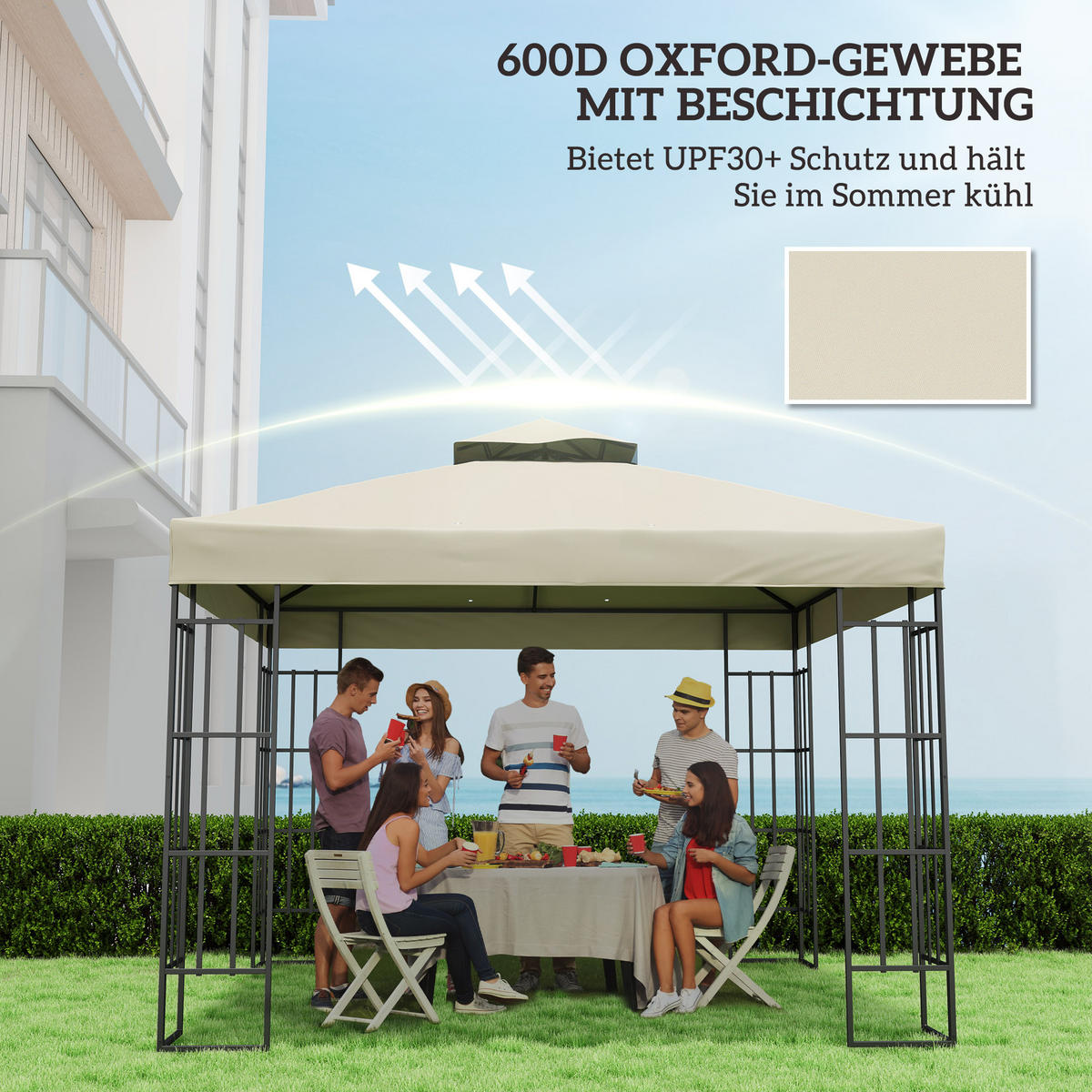 ERSATZDACH für Pavillon 3 x 3 m - Creme, Kunststoff (300/1/300cm) - Outsunny