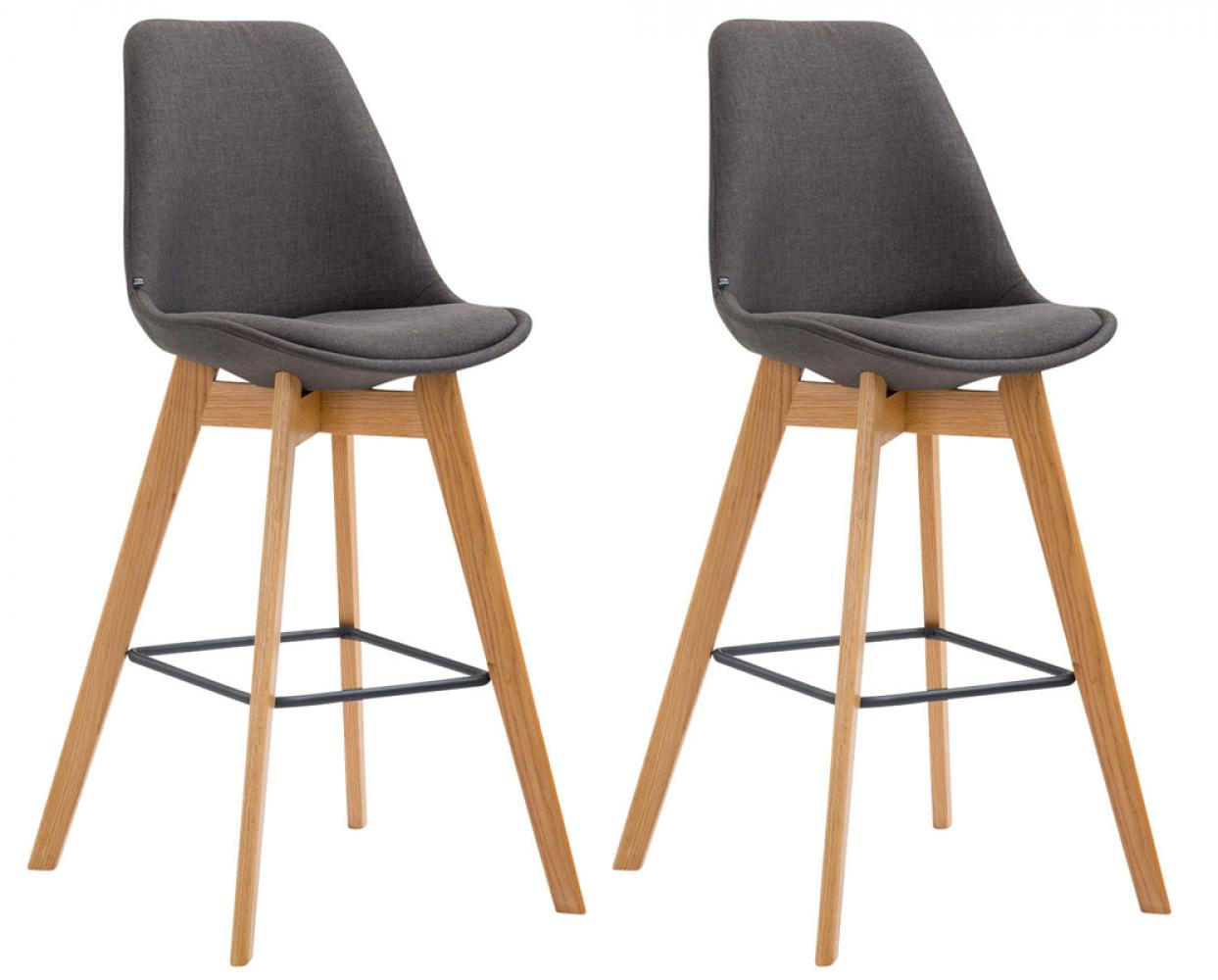 BARHOCKER 2er Set Stoff dunkelgrau - Eukalyptusholzfarben/Dunkelgrau, Holz/Textil (48/112/56cm) - CLP