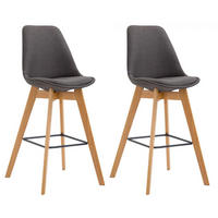 BARHOCKER 2 Stoff Dunkelgrau - Eukalyptusholzfarben/Dunkelgrau, Holz/Textil (48/112/56cm) - CLP