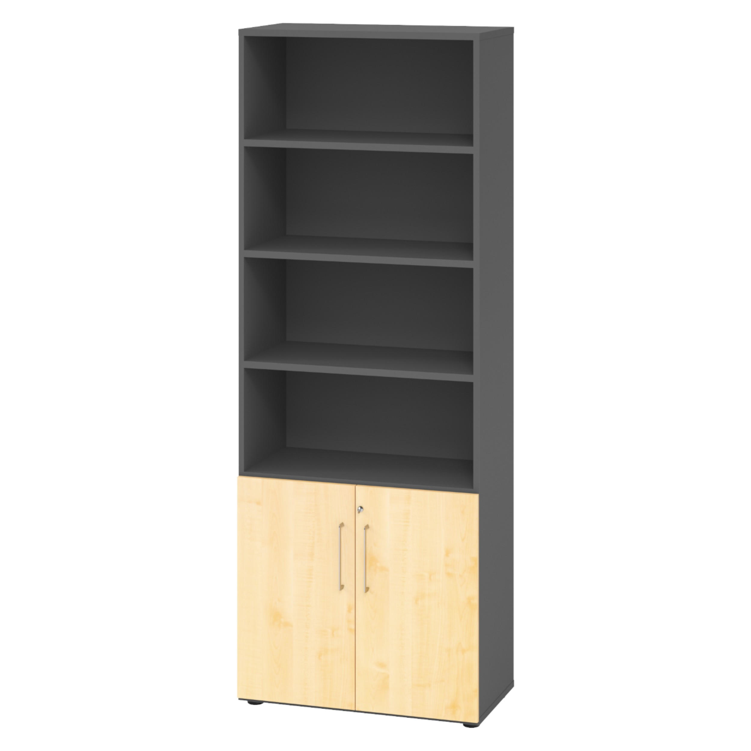 KOMBISCHRANK - 2 plus 4 Ordnerhöhen 42/80/215,6 cm in Graphitfarben/Ahornfarben - Ahornfarben/Graphitfarben, Holzwerkstoff (80/215.6/42cm) - bümö